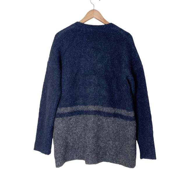 MADEWELL Boucle Wool and Alpaca Blend Blue and Gray Two Button Cardigan - Picture 10 of 15